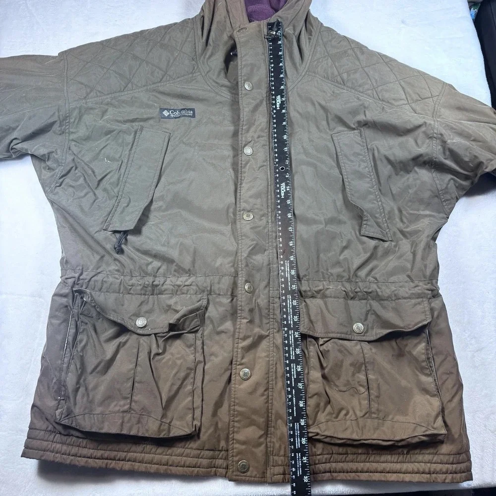 Vintage Columbia 90s Hooded Parka Jacket Mens Medium Fits XL Brown Coat